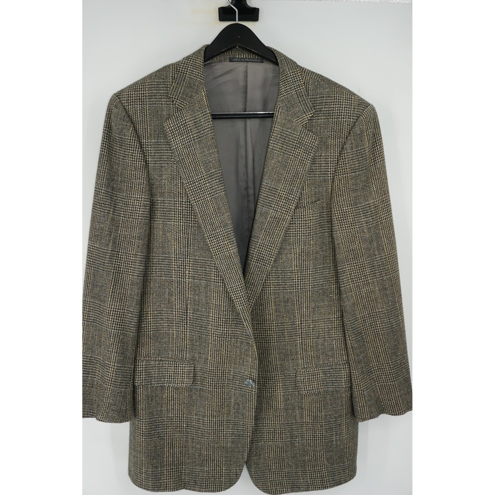 Ermenegildo Zegna Sport Coat Brown Plaid Silk Wool Tweed Men's IT 52 42R